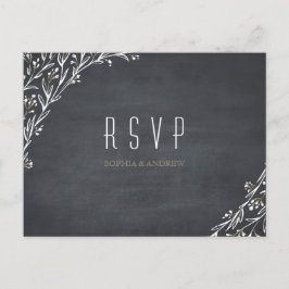 フローラエレガント黒板素朴な結婚式RSVP インビテーションポストカード