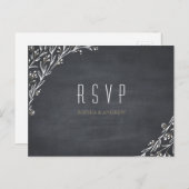 フローラエレガント黒板素朴な結婚式RSVP インビテーションポストカード (正面/裏面)