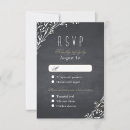 フローラエレガント黒板素朴な結婚式RSVP 出欠カード