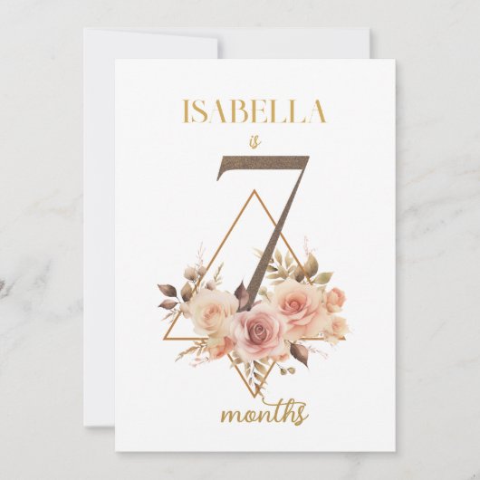 フローラエレガント1年目のベビーマイルストーンカード 招待状 (正面)