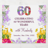 フローラエレガント60歳ボトル花60年 スパークリングワインラベル (シングルラベル)