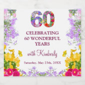 フローラエレガント60歳ボトル花60年 スパークリングワインラベル (シングルラベル)