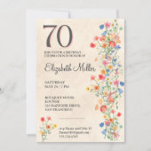 フローラエレガント70歳の誕生日招待状ワイルドフラワー70 招待状 (正面)