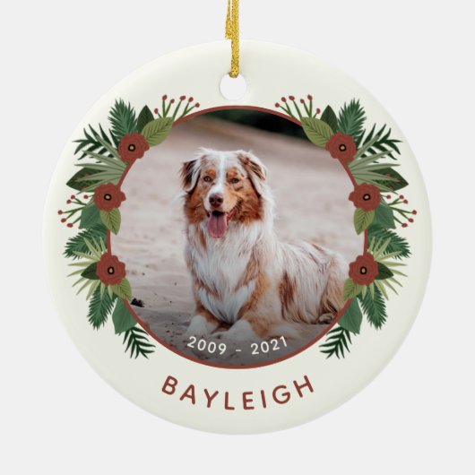 フローラエレガント・グリーンリー記念2写真クリスマス セラミックオーナメント (裏面)