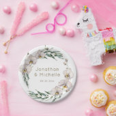 フローラエレガント・ホワイパーソナライズされたト・ラン結婚ズ ペーパープレート (パーティー)