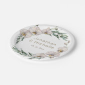 フローラエレガント・ホワイパーソナライズされたト・ラン結婚ズ ペーパープレート (アングル)