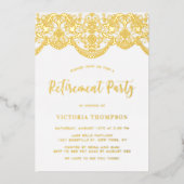 フローラエレガントBrocadeレース退職パーティー 箔招待状 (正面)