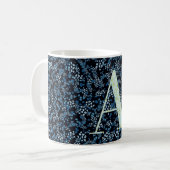 フローラエレガントClassy Monogram A blue w/phrase コーヒーマグカップ (正面左)