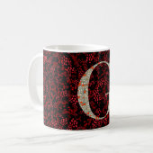 フローラエレガントClassy Monogram G赤（フレーズ付き） コーヒーマグカップ (正面左)