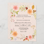 フローラエレガントnダマスクブライダルシャワーリース 招待状 (正面/裏面)