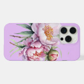 フローラエレガントPeony iPhone15 Pro MaxCase -薄紫 iPhoneケース (裏面横)