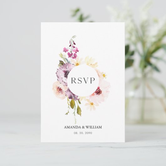 フローラエレガントRSVPカード（結婚式） 出欠カード (スタンド正面)