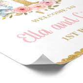 フローラエレファントツインガールズ1stバースデーウェルカム ポスター (角)