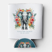 フローラエレファントベイブルーホワイト 缶クーラー (正面)