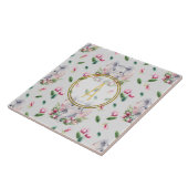 フローラエレファントモノグラムガールピンクベッドルーム子供部屋 タイル (側面)