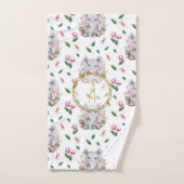 フローラエレファントモノグラムガールピンクベッドルーム子供部屋 バスタオルセット (ハンドタオル)