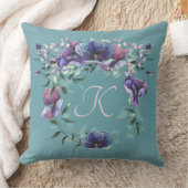 フローラエンチャントモノグラムオンティール(緑がかった色)グラデーションスローPi クッション (ブランケット)