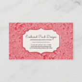 フローラエンボスダークピンク色の名刺 名刺 (裏面)