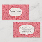 フローラエンボスダークピンク色の名刺 名刺 (正面/裏面)