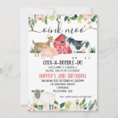 フローラオインモークファームアニマルズ誕生日招待状 招待状 (正面)