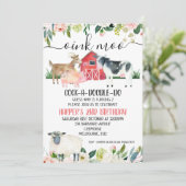 フローラオインモークファームアニマルズ誕生日招待状 招待状 (スタンド正面)