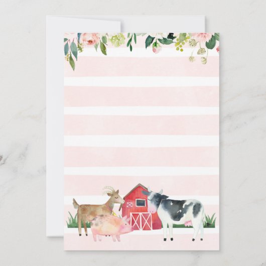 フローラオインモークファームアニマルズ誕生日招待状 招待状 (裏面)