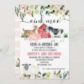 フローラオインモークファームアニマルズ誕生日招待状 招待状 (正面/裏面)