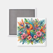 フローラオウムポートレートカラフル水彩 マグネット (正面/裏面)