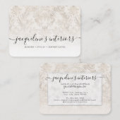 フローラオエレガントフホワイトアイボリーヴィンテージウッドダマスク 名刺 (正面/裏面)