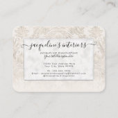 フローラオエレガントフホワイトアイボリーヴィンテージウッドダマスク 名刺 (裏面)