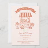 フローラオフ市場の落書きブライダルシャワー 招待状 (正面)