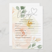 フローラオベビー赤ちゃんシャワー予測願いカード 招待状 (正面/裏面)