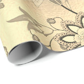 フローラオリエンタルガーデン金ゴールドセピアフォキシアガラス ラッピングペーパー (ロールコーナー)