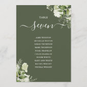フローラオリーブグリーン座席計画表の番号 招待状 (裏面)