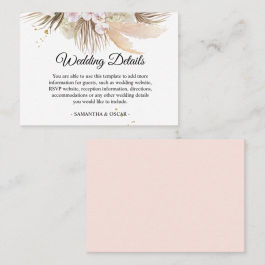 フローラオルクエレガント&パンパス美しいフレーム エンクロージャーカード (正面/裏面)