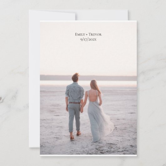 フローラオレンジと白結婚式招待状 セーブザデート (裏面)