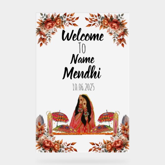 フローラオレンジのアクリルのメンディ徴候。アクリル記号 アクリルサイン (正面)