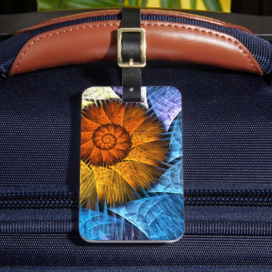 フローラオレンジイエローブルー抽象芸術アートアドレス ラゲッジタグ (正面インサイチュ2)