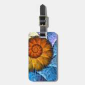 フローラオレンジイエローブルー抽象芸術アートアドレス ラゲッジタグ (正面縦)