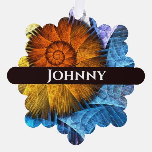 フローラオレンジイエローブルー抽象芸術アート オーナメントカード (正面)