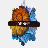 フローラオレンジイエローブルー抽象芸術アート オーナメントカード (左)