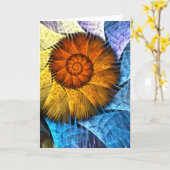 フローラオレンジイエローブルー抽象芸術アート カード (黄色い花)