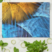 フローラオレンジイエローブルー抽象芸術アート キッチンタオル (折り畳み)