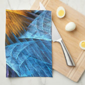 フローラオレンジイエローブルー抽象芸術アート キッチンタオル (四つ折り)