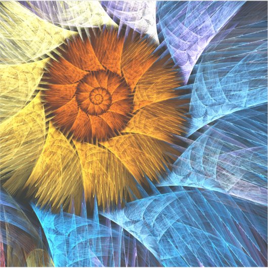 フローラオレンジイエローブルー抽象芸術アート シール (正面)