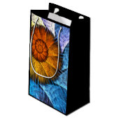 フローラオレンジイエローブルー抽象芸術アート スモールペーパーバッグ (裏面アングル)