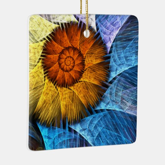 フローラオレンジイエローブルー抽象芸術アート セラミックオーナメント (右)