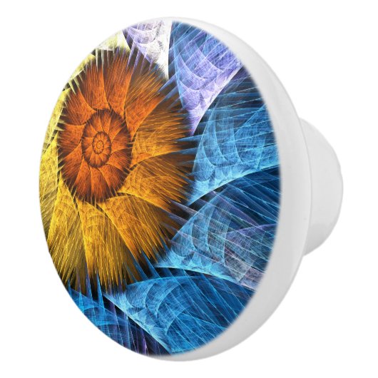 フローラオレンジイエローブルー抽象芸術アート セラミックノブ (右)