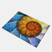 フローラオレンジイエローブルー抽象芸術アート ドアマット (アングル)