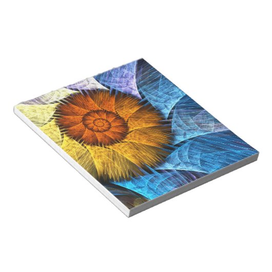 フローラオレンジイエローブルー抽象芸術アート ノートパッド (アングル)